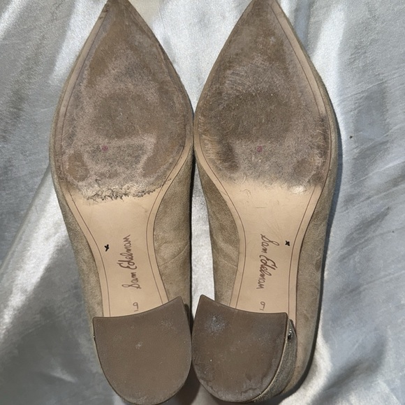 Sam Edelman Tatiana Oatmeal Suede Block Heels SE Signature Logo Block Heels Sz 9 - Picture 13 of 16